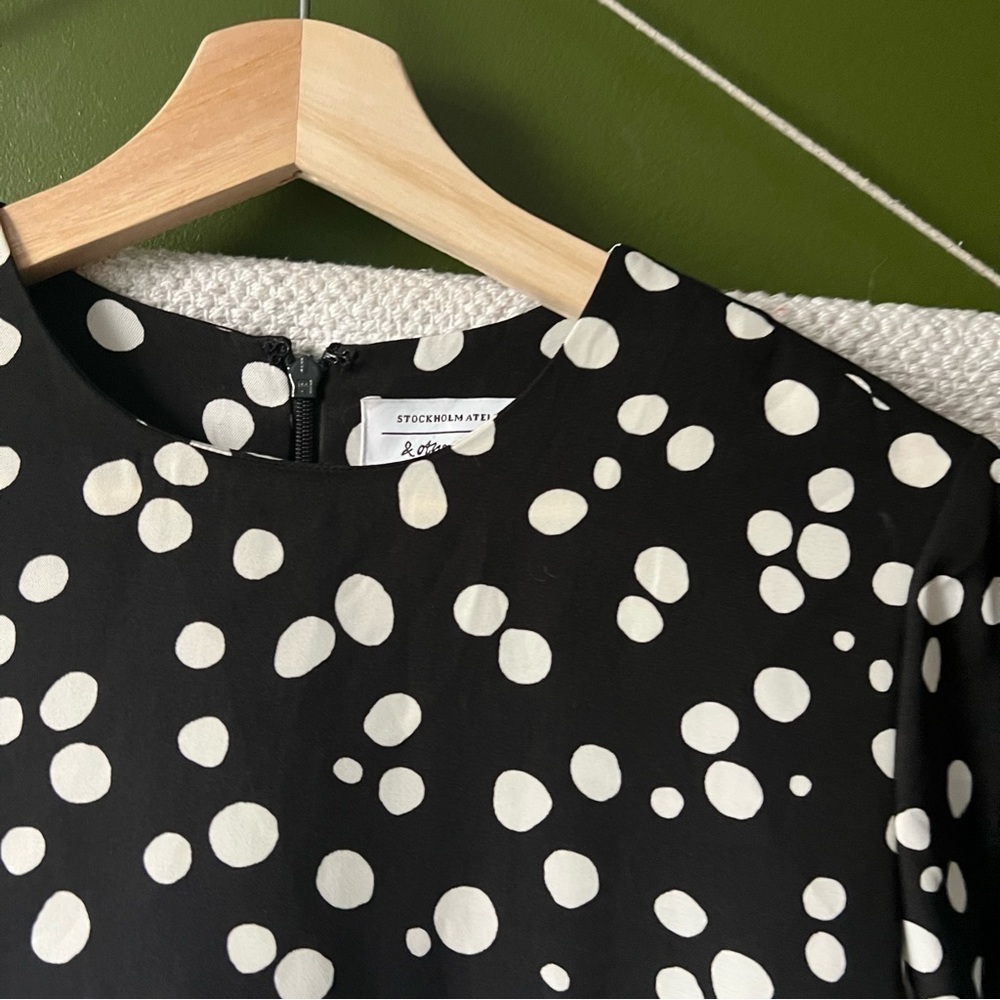 & Other Stories Black and White Polka Dot Mini Dress